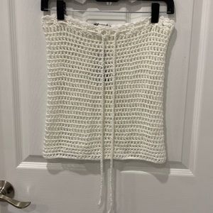White crochet knit skirt coverup